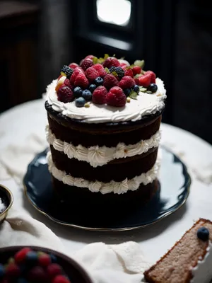 Delicious Dessert Trifle with Fresh Berries and Chocolate