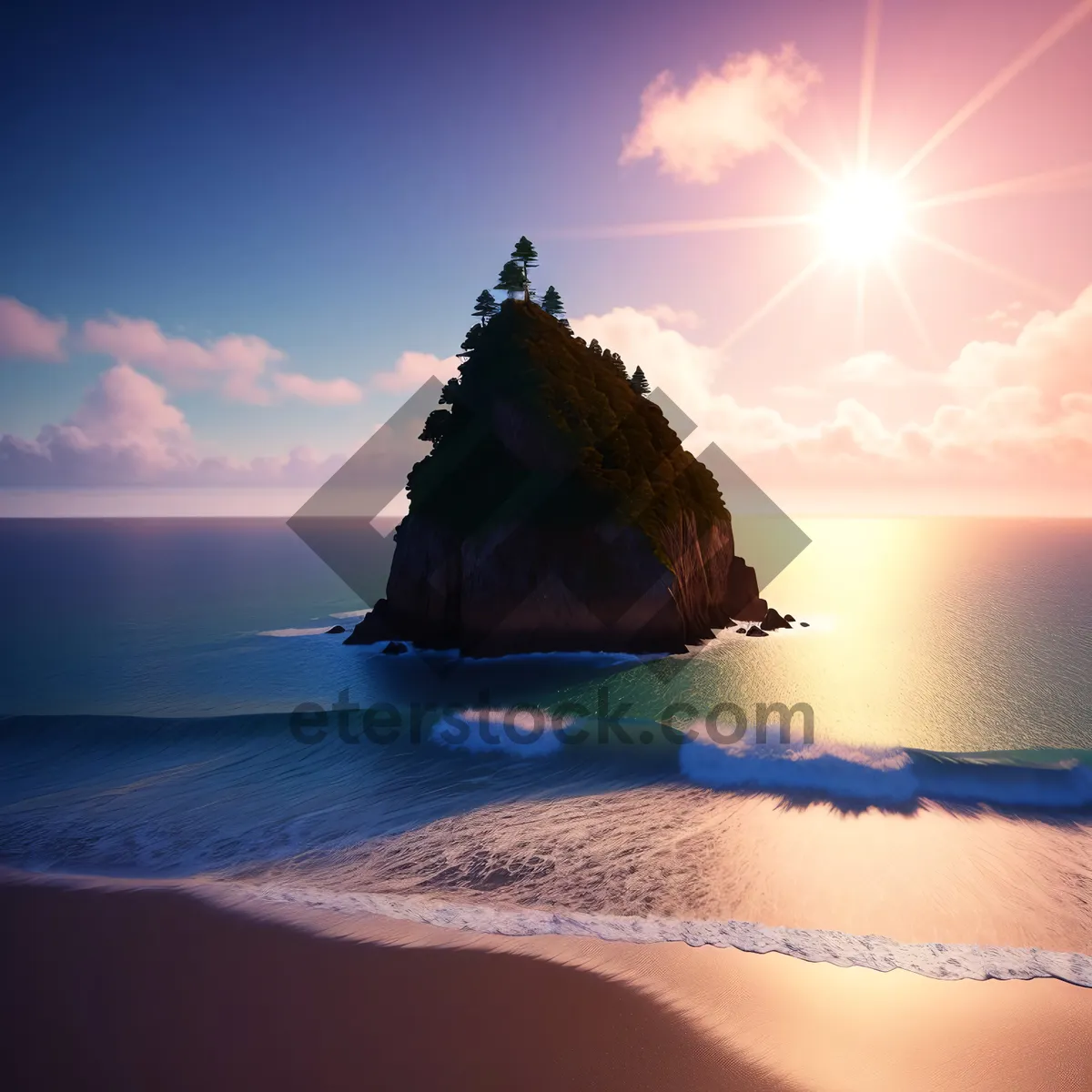 Picture of Serene Sunset Over Tropical Beach