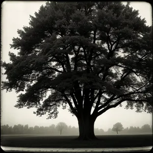 Serene Forest Landscape with Majestic Oak Trees