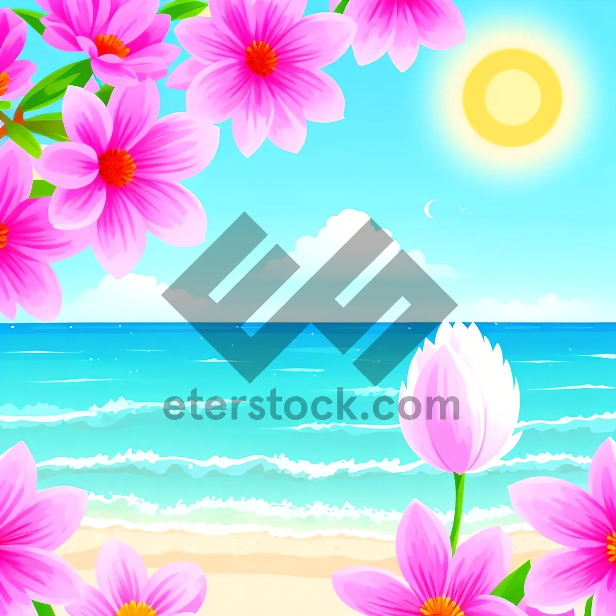 Picture of Colorful Pink Floral Lotus Design for Summer Decoration