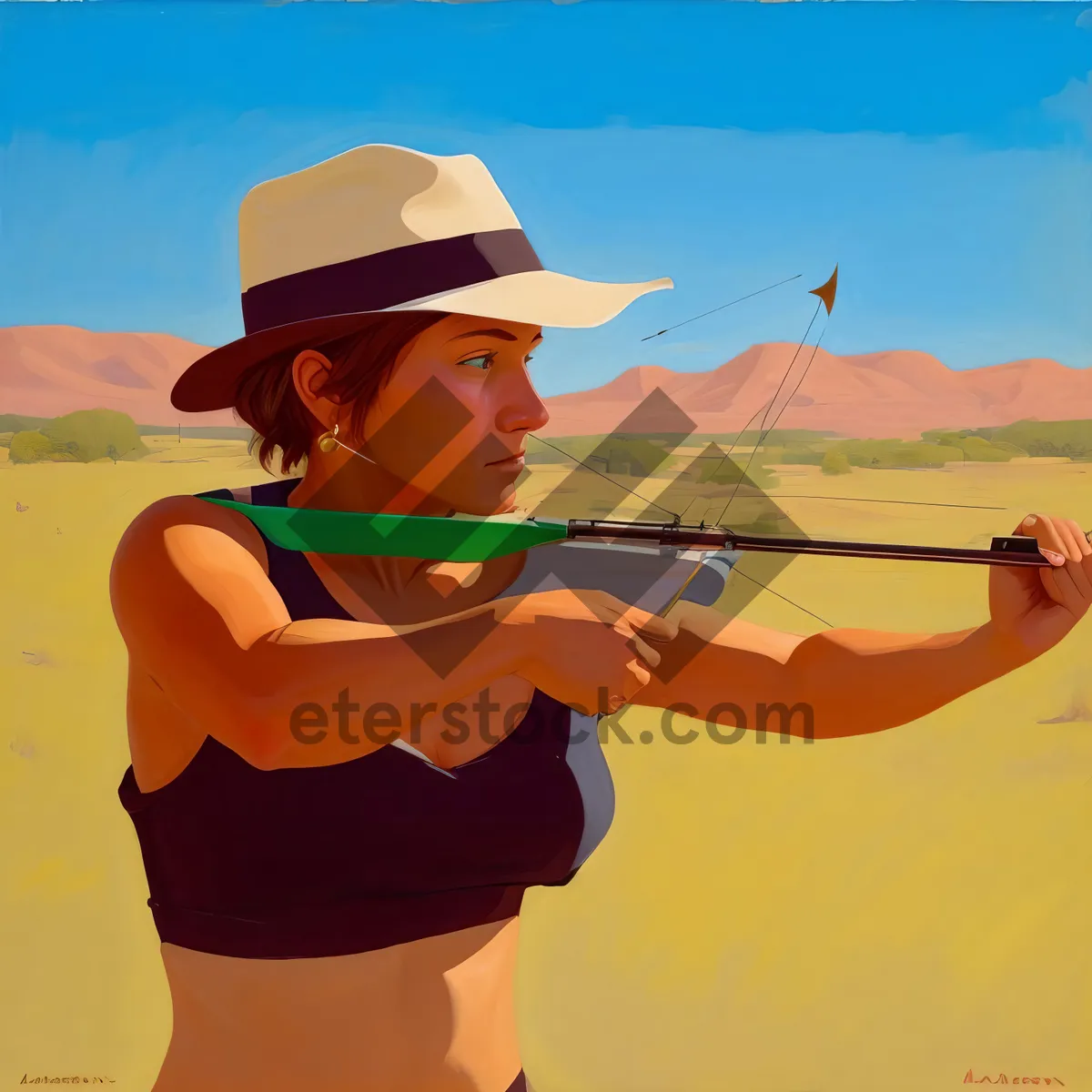 Picture of Outdoor Archer with Bow and Rifle