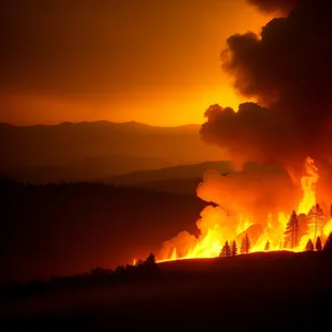 Fiery Sky at Sunset: Vibrant Celestial Blaze