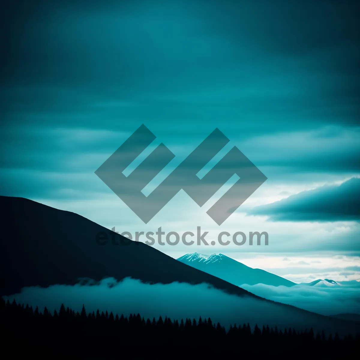 Picture of Sunset over Mountain Horizon in Rural Countryside