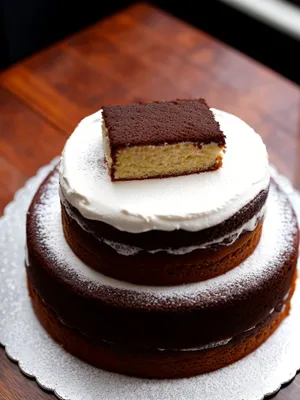 Delicious Chocolate Cream Cake Slice with Fresh Fruit Topping