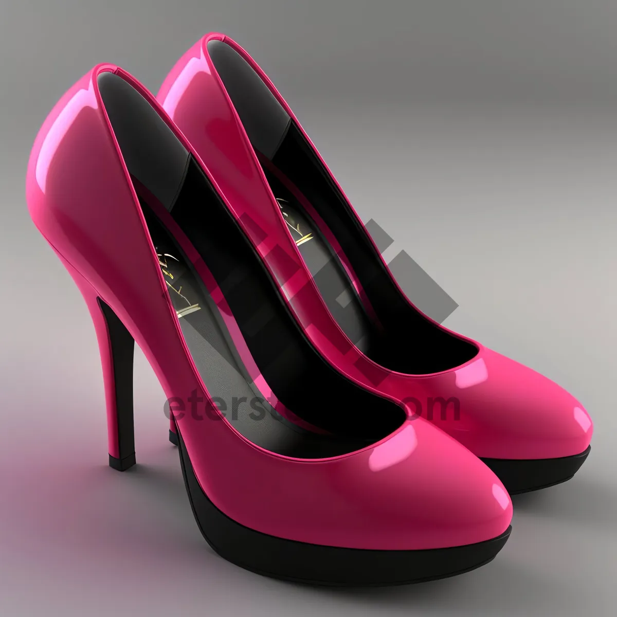Picture of Black Leather High Heel Shoes - Fashionable Footwear