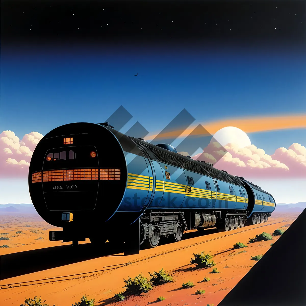 Picture of Sunset Jet in Sky: Transporting Through Clouds