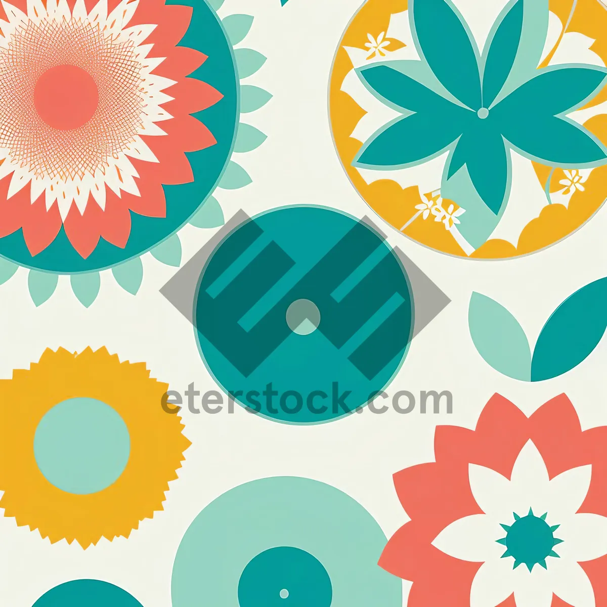 Picture of Retro Floral Pattern Wallpaper - Graphic Decorative Design Element