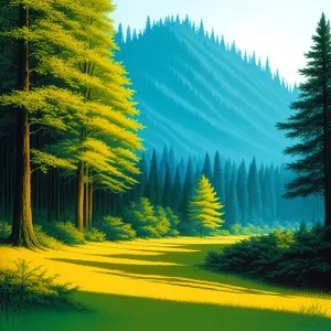 Tranquil Autumn Forest with Yellow Foliage