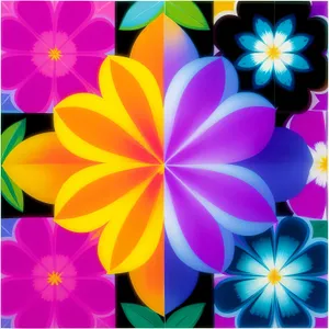 Colorful Fractal Flower Pattern on Lilac Background