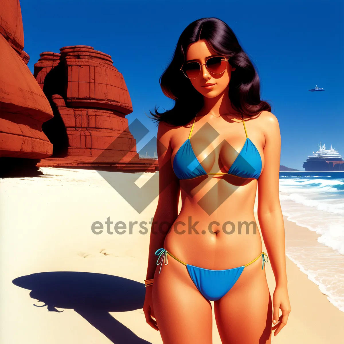 Picture of Bikini Babe Basking on Sunny Beach