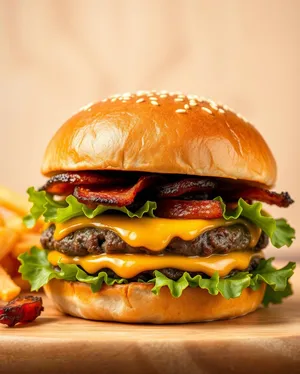 Grilled cheeseburger with lettuce and tomato.