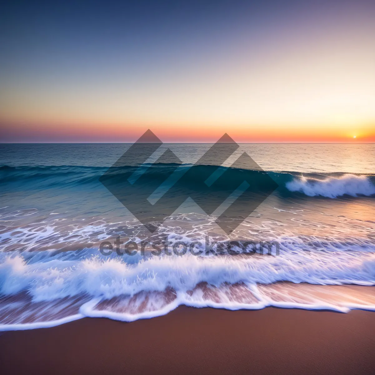 Picture of Serenity at the Seaside: Golden Sunset Reflections on a Tropical Paradise