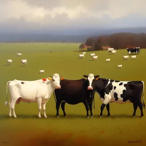 Idyllic rural landscape with grazing cows