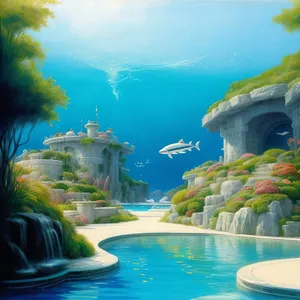 Sunny Tropical Coastal Paradise with Turquoise Waters