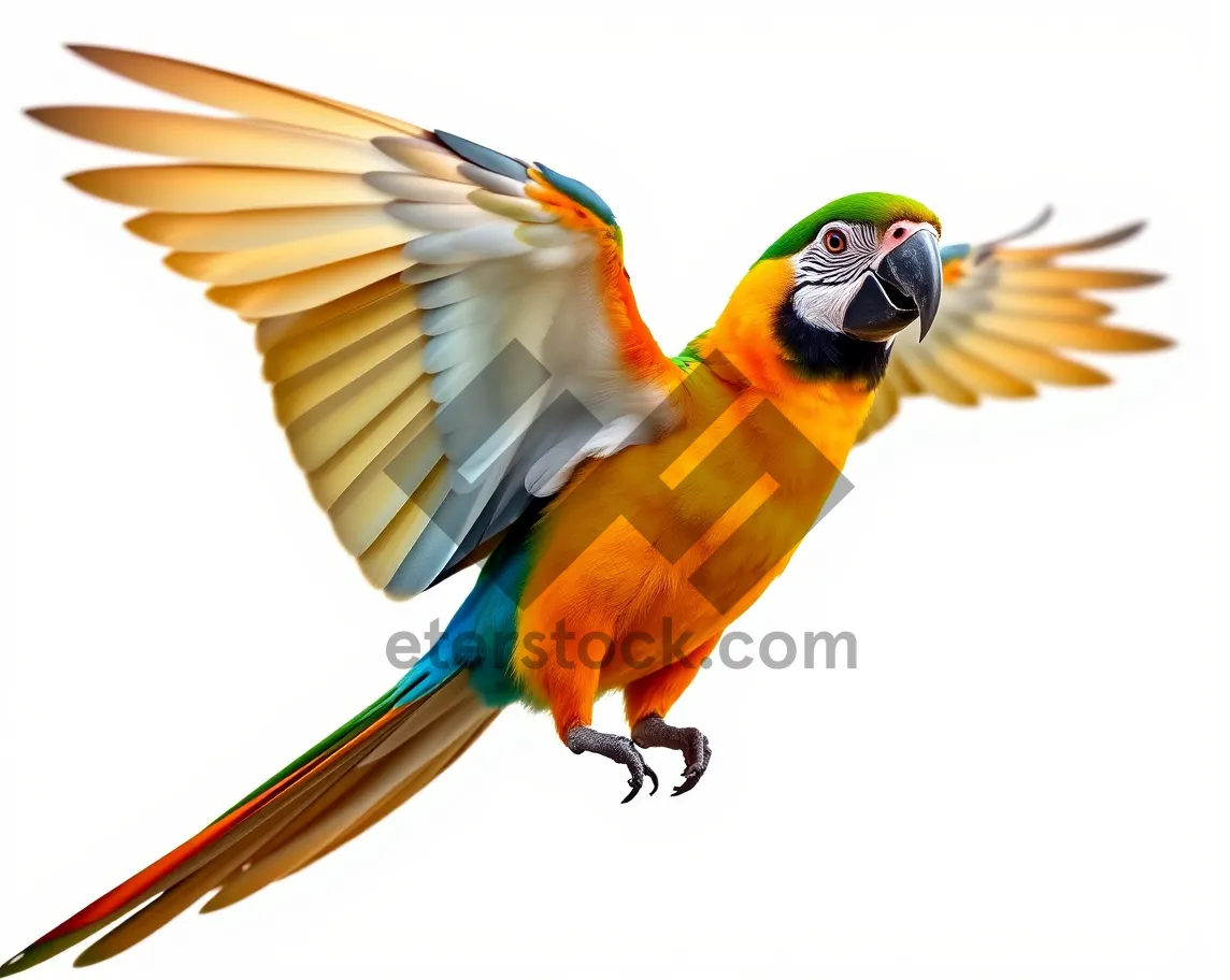 Picture of Colorful Macaw Parrot with Gold and Yellow Wings