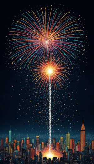 Colorful Firework Display in the Night Sky