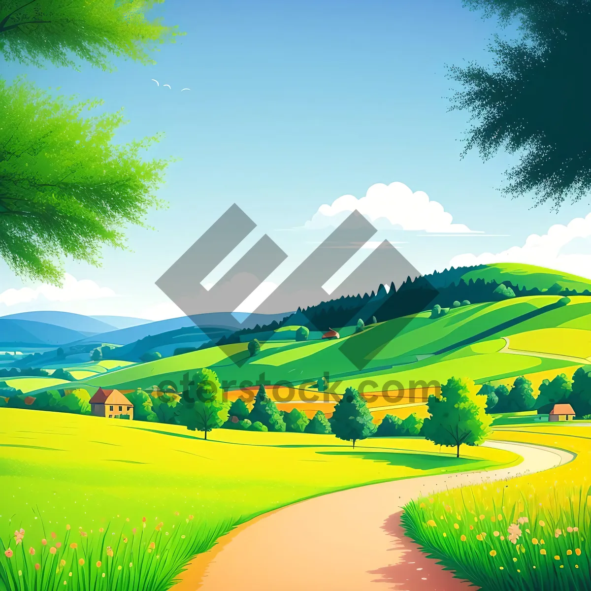 Picture of Idyllic Golf Course with Sweeping Rural Landscape