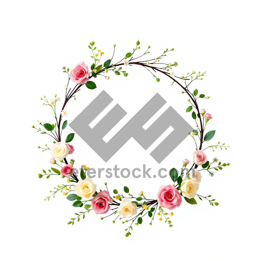 Picture of Floral design element with silhouette and swirls