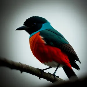 Vibrant Macaw perched on tropical branch.