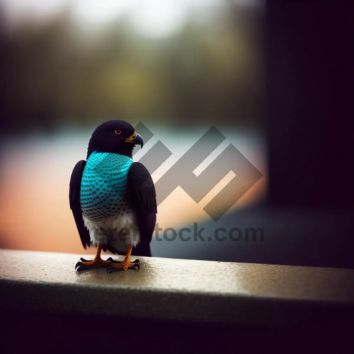 Picture of Vibrant Yellow Parrot with Piercing Eye and Feathery Wings