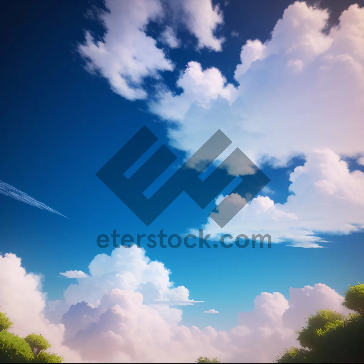 Picture of Clear blue skies: a picturesque summer landscape.