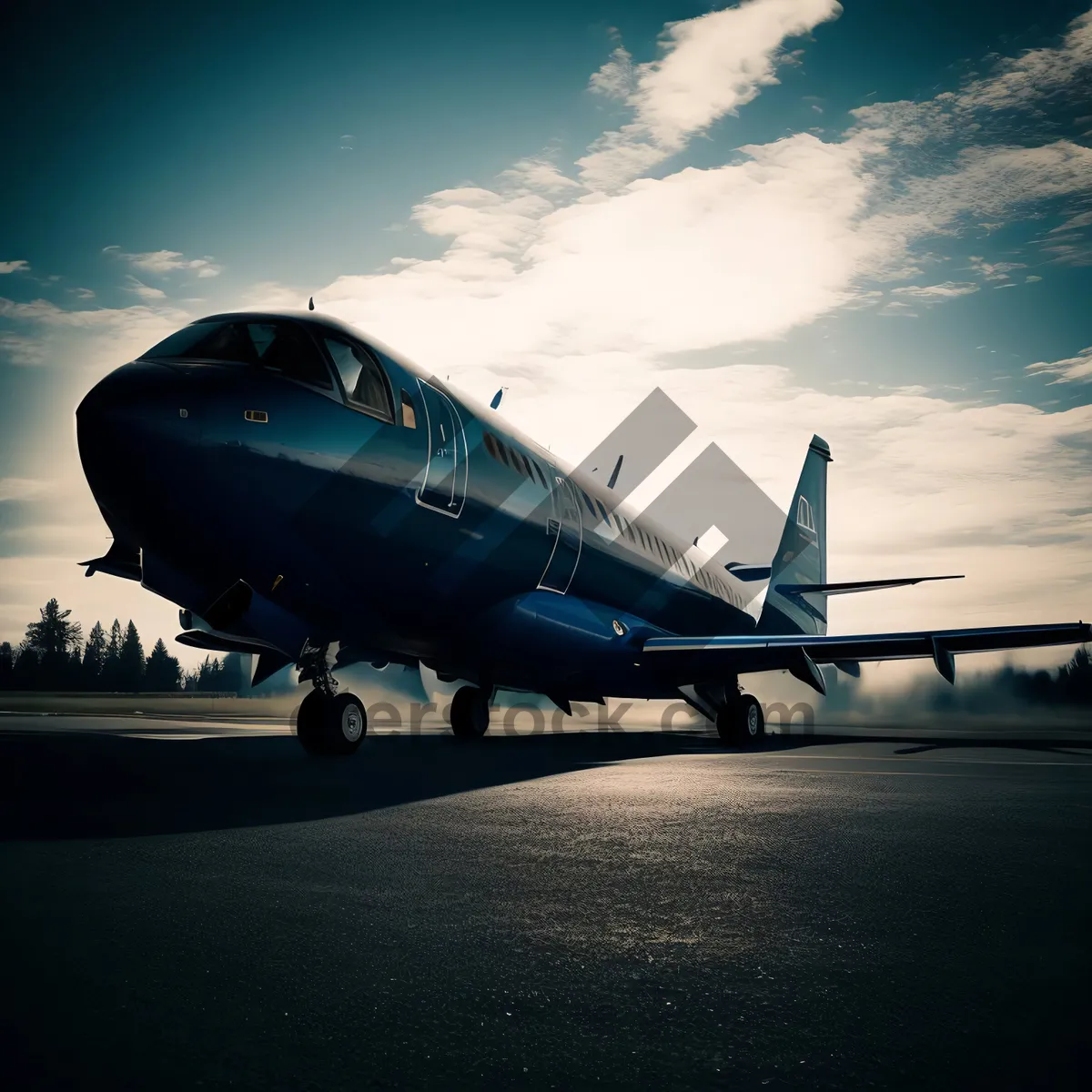 Picture of Modern aircraft flying in clear blue sky