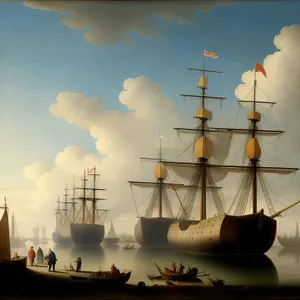 Pirate Ship Sailing into a Serene Sunset