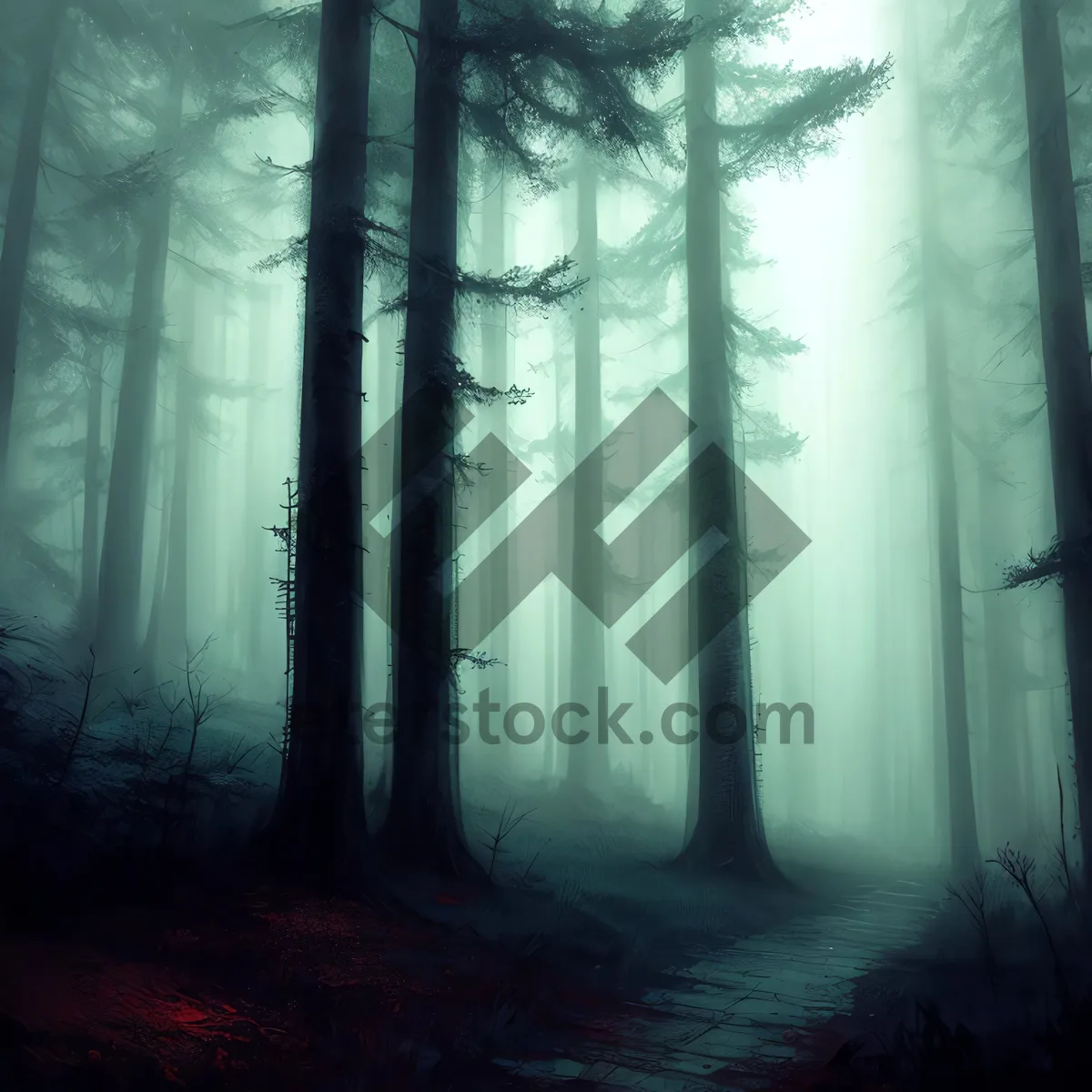 Picture of Refreshing Forestscape with Sunlight and Shower Curtain