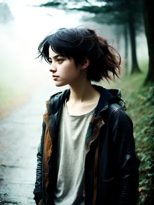 Happy Smiling Brunette Fashion Model with Attractive Expression