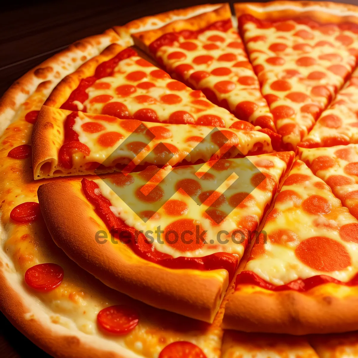 Picture of Delicious Gourmet Pizza with Cheese and Fresh Tomato