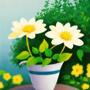 Yellow Lily Bloom in White Vase