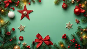 Festive Winter Holiday Greeting Card with Tree and Snowflake
