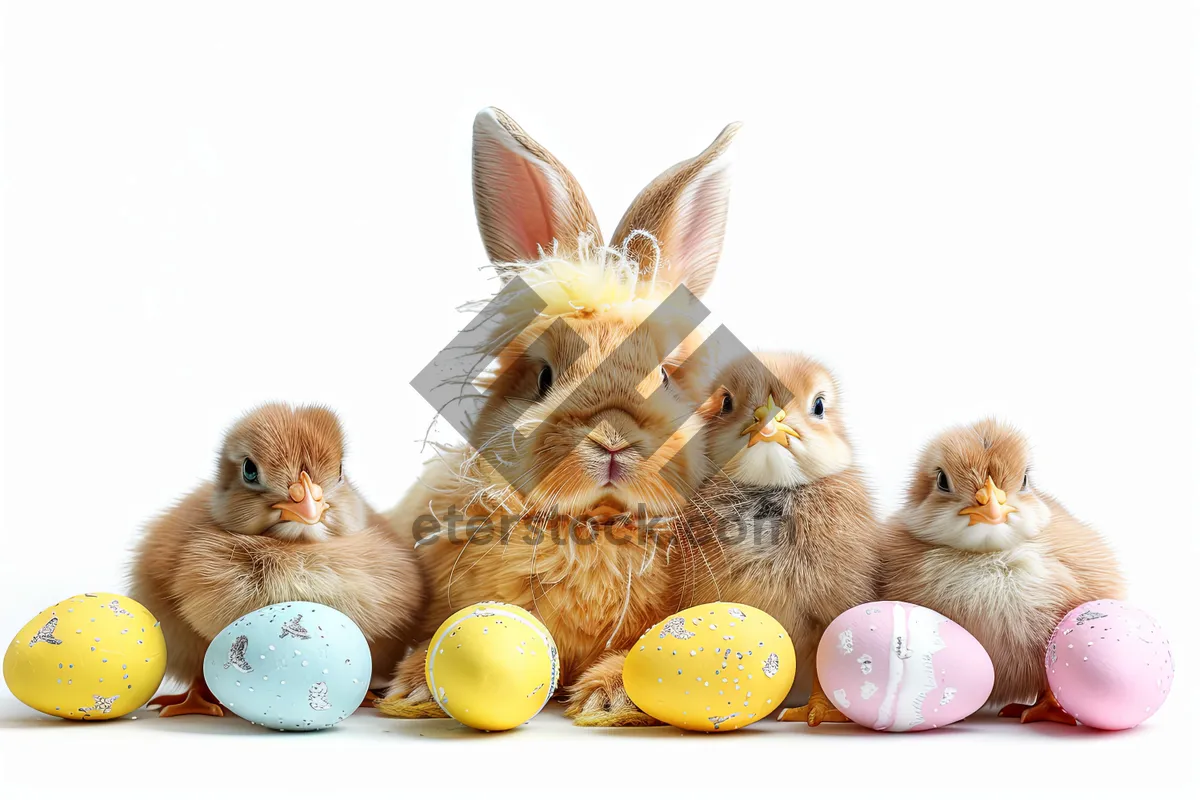 Picture of Fluffy Yellow Bunny Chick in Studio Portrait.