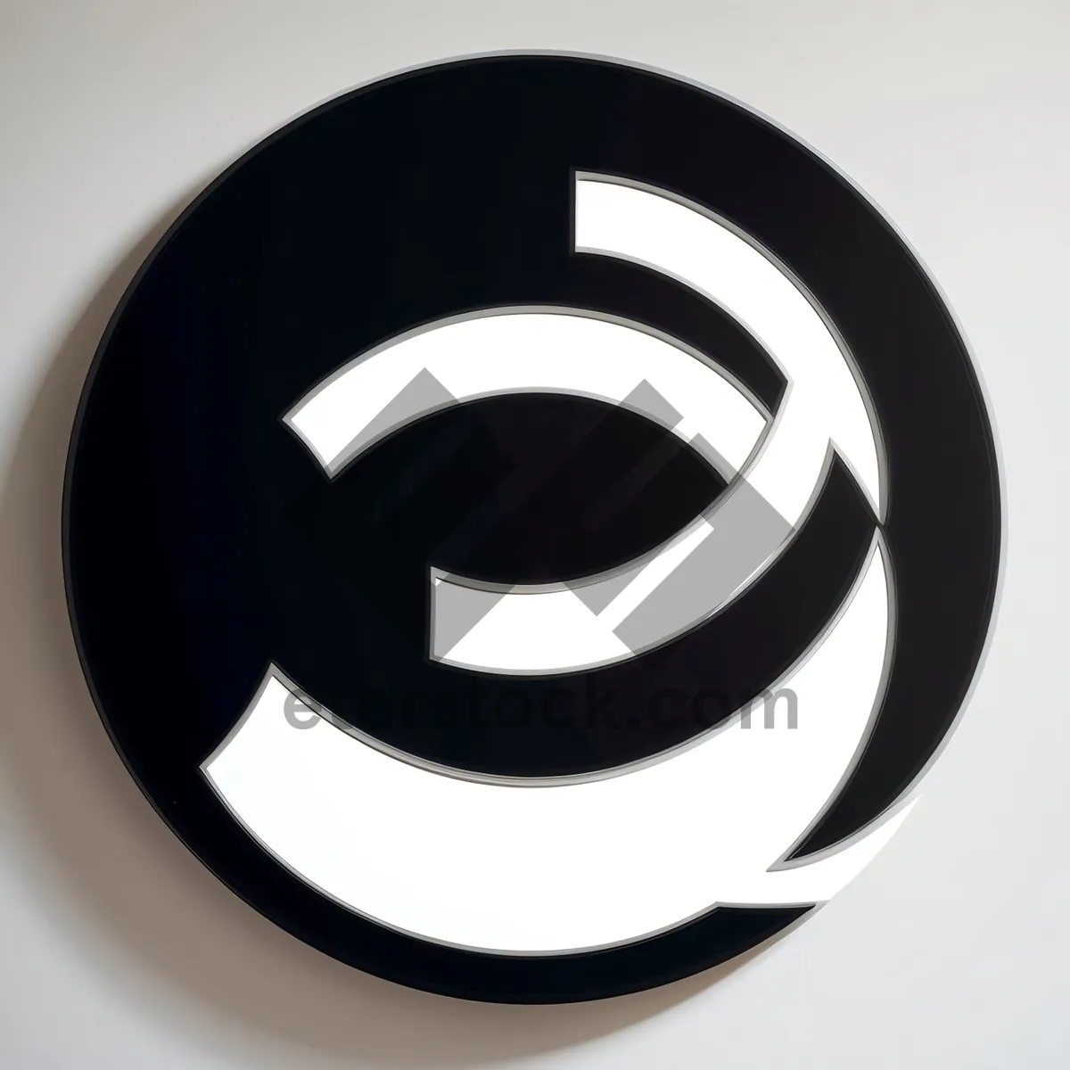 Shiny 3D Circle Icon with Black Metallic Reflection