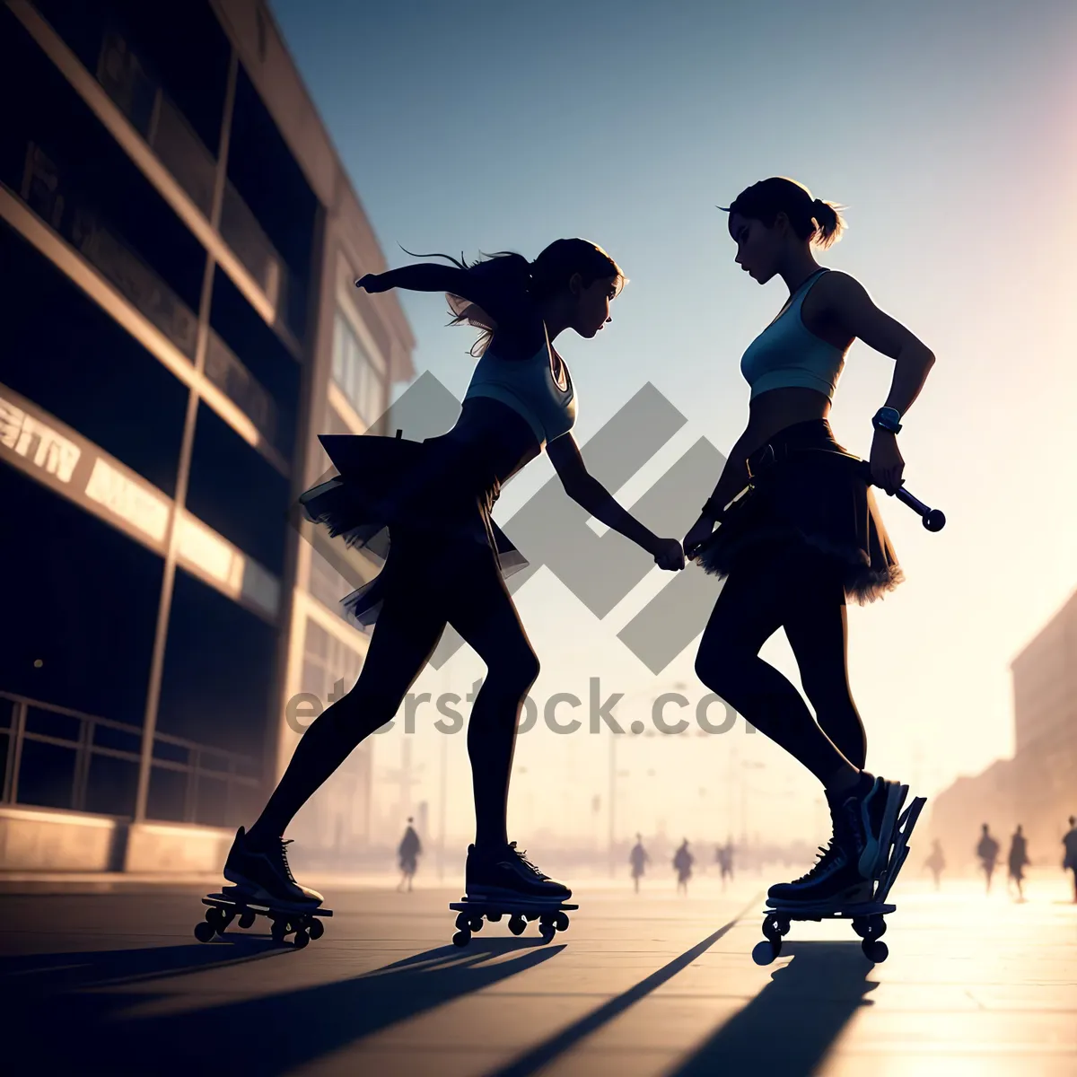 Picture of Black Silhouette of Man Skateboarding in Action