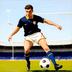 Active Male Soccer Player in Competitive Game Action