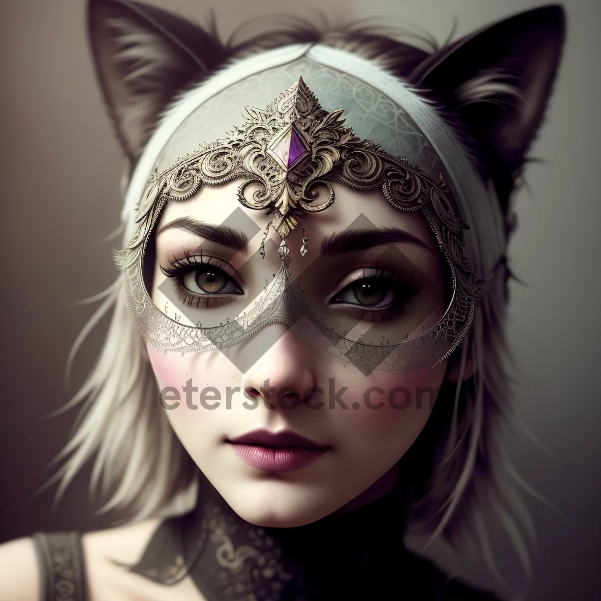 Picture of Stylish Sensual Beauty with Mysterious Mask