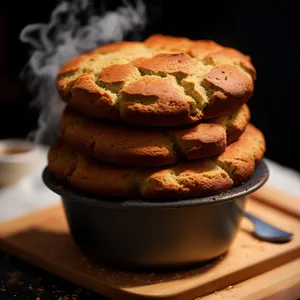 Delicious chocolate cake and cookies for breakfast