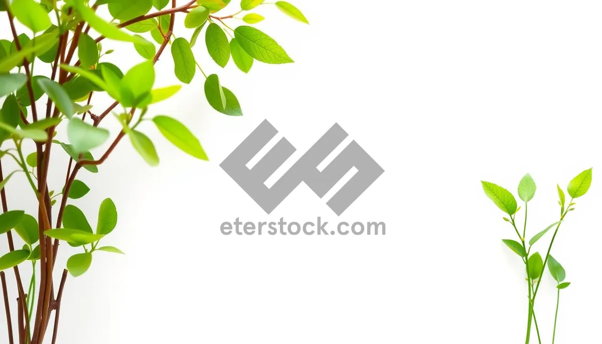 Picture of Floral Border Pattern Element: Spring Tree Branches and Leaves