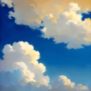 Vibrant Summer Sky with Fluffy Clouds of Azure