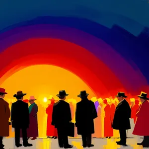 Patriotic President Inspiring Vibrant Teamwork in Crowded Stadium