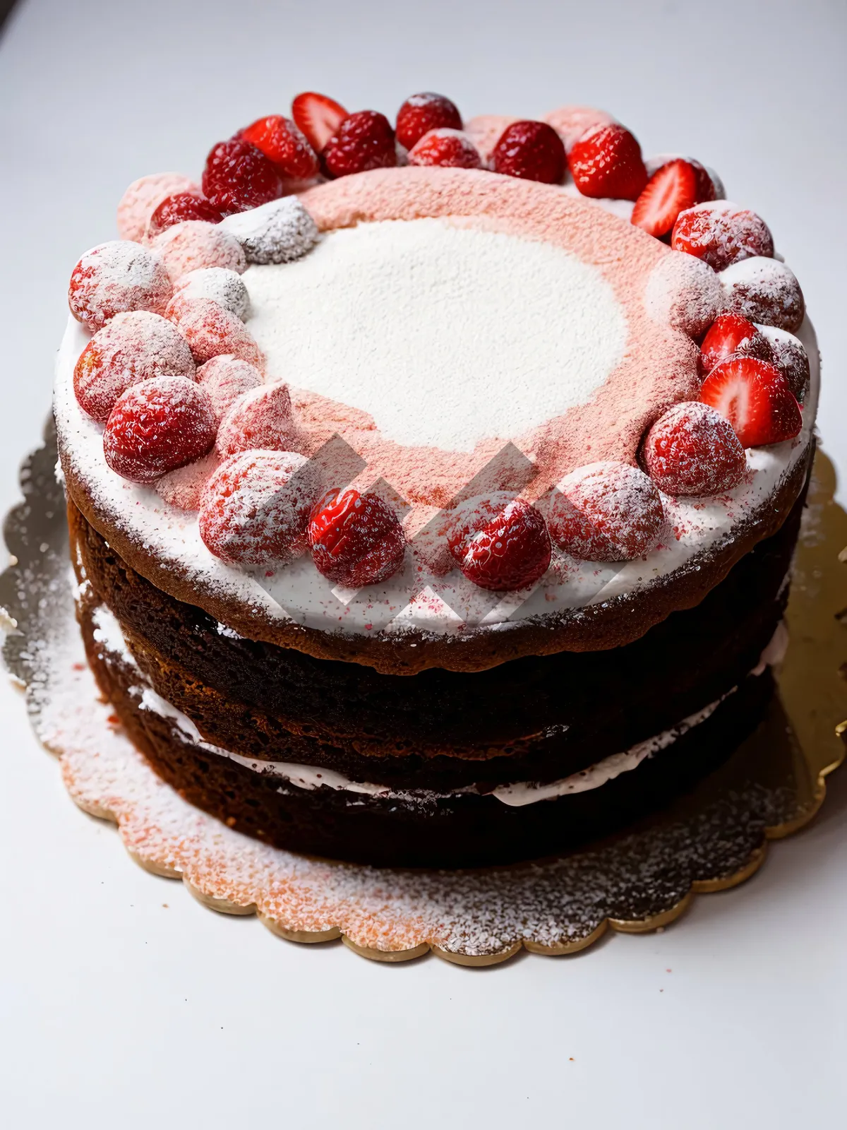 Picture of Delicious Berry Chocolate Cake with Fresh Mint