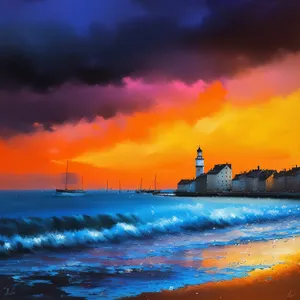 Tropical sunset by the beach