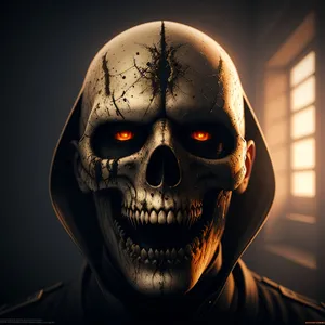 Sinister Skull Mask in Dark Cemetery