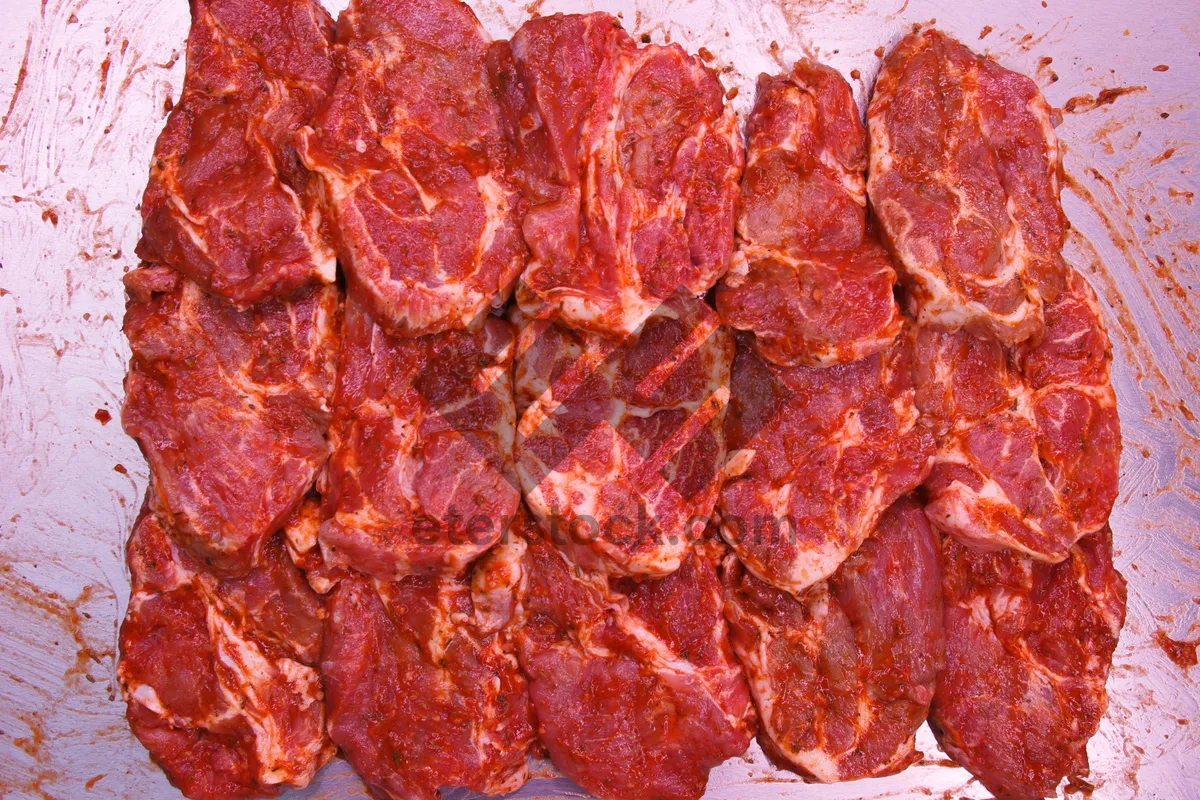 Picture of Fresh Gourmet Dinner Plate with Barbecue Pork Roast