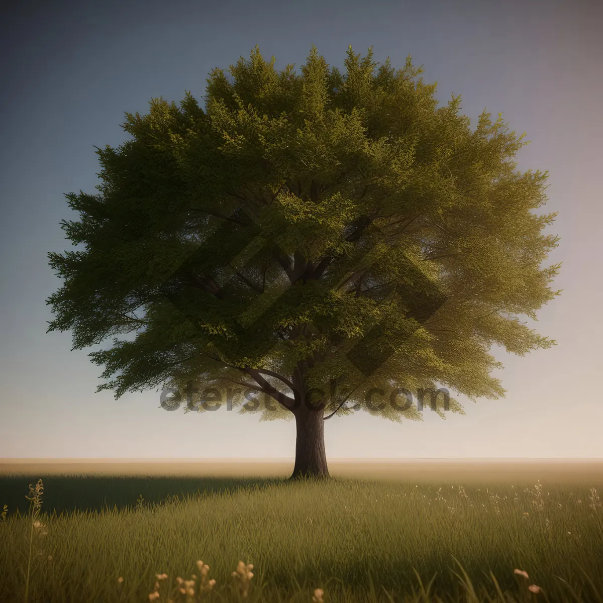 Picture of Vibrant Spring Landscape with Golden Oak Tree