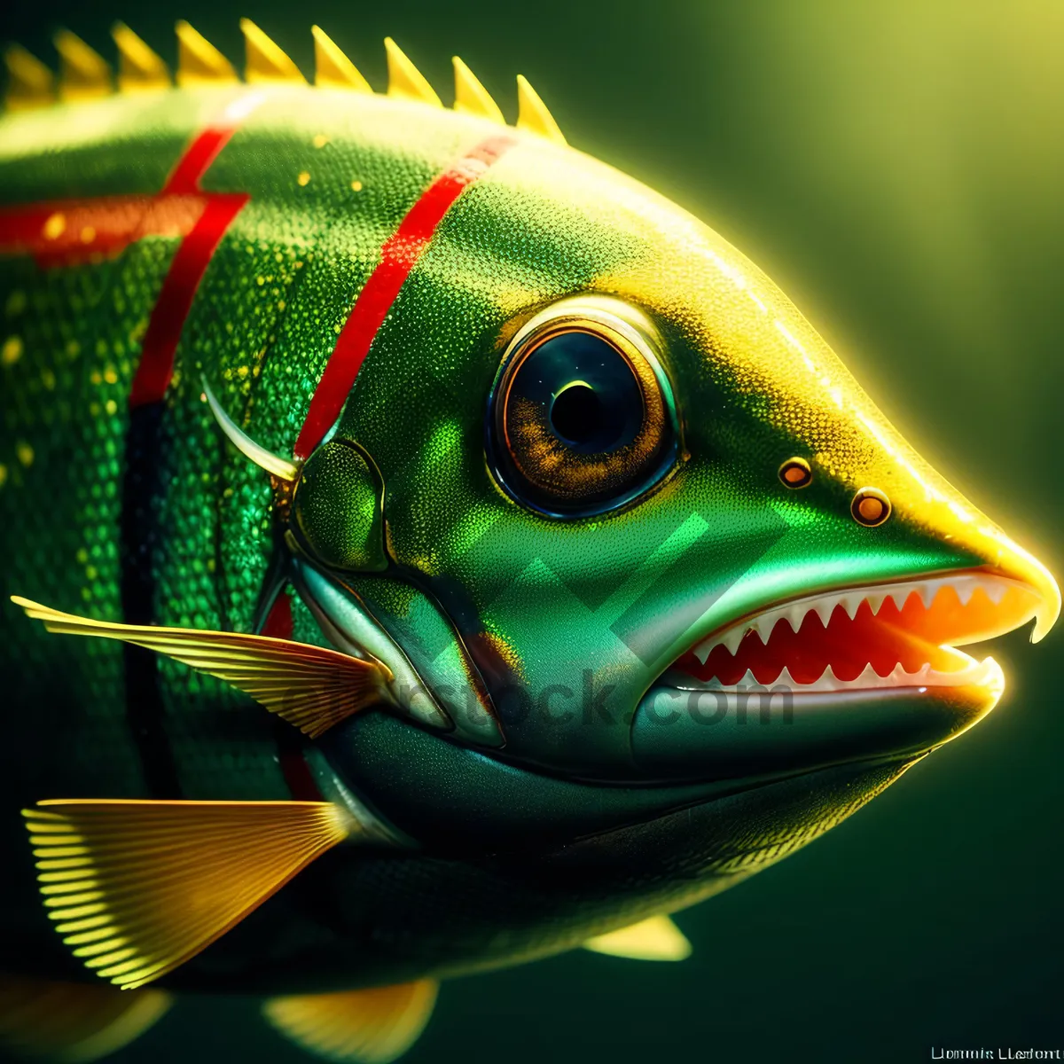 Picture of Colorful Aquatic Wildlife: Eye-catching Fish and Frogs in Aquarium