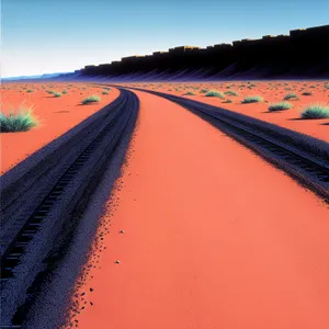 Desert Highway: Endless Road Through Sandy Dunes