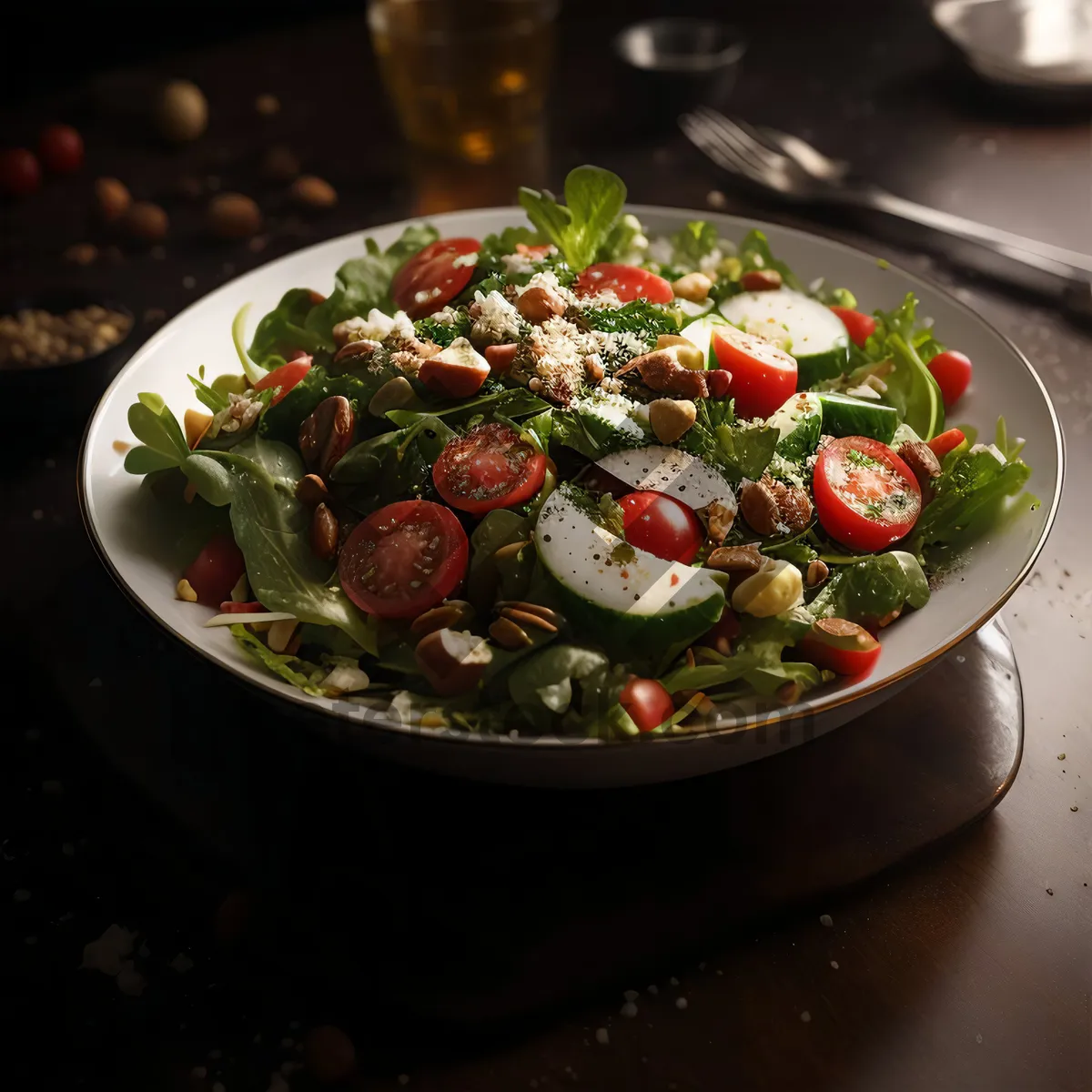 Picture of Mixed Berry Salad with Fresh Strawberries and Cherries