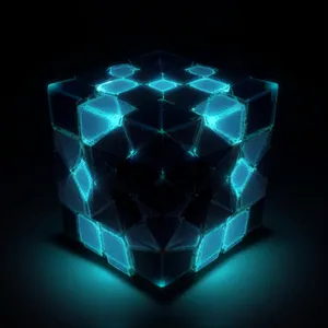 Fractal Light Planet in Space 3D Image